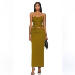 NBD Beeba Bustier set green knit skirt top dress outfit Revolve S